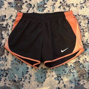 Nike Women's Black and Orange Athletic Shorts